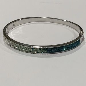 Sterling Silver Bangle & Silver/Aqua/Blue stones